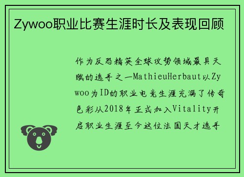 Zywoo职业比赛生涯时长及表现回顾
